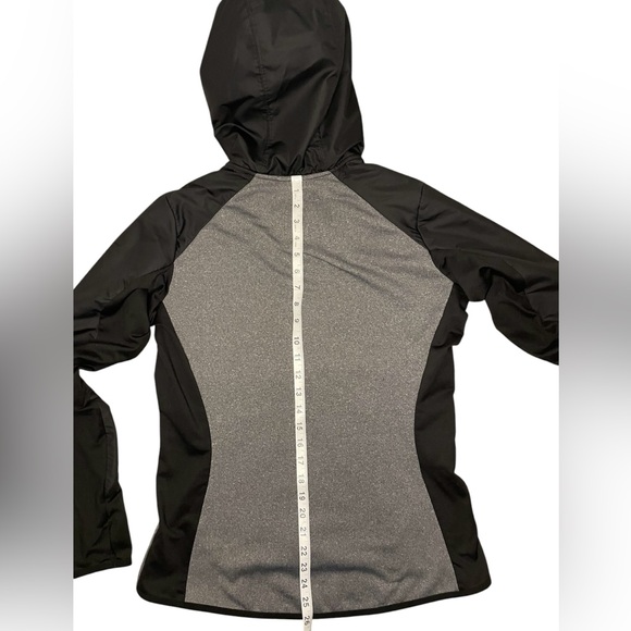 Nike Dri Fit Drop Hem Full Zip Hooded Running Jacket- Black/Gray- Women’s Large - Picture 6 of 8